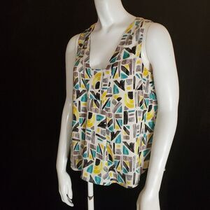 Zara Basic White, Gray, Teal, & Yellow Tank Top (XS)